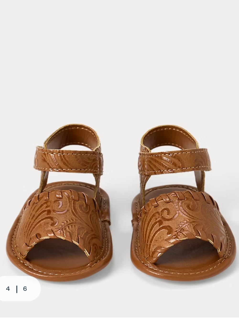 Ralph Lauren Embossed Whipstitch Faux- Leather Sandals